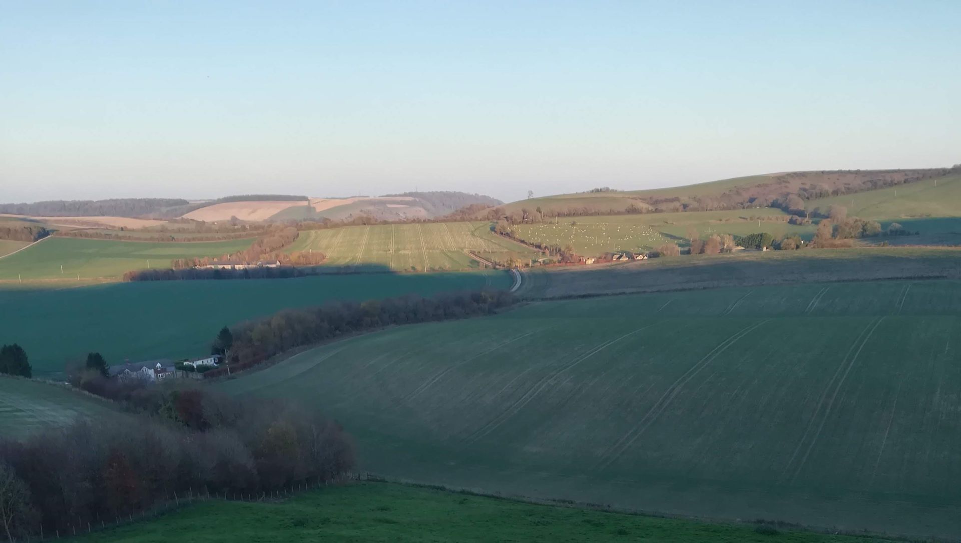 winter hills and sun